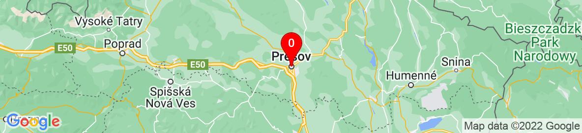 Mapa Prešov, Prešovský kraj, Slovensko. More detailed map is available only for registered users. Please register or log in.