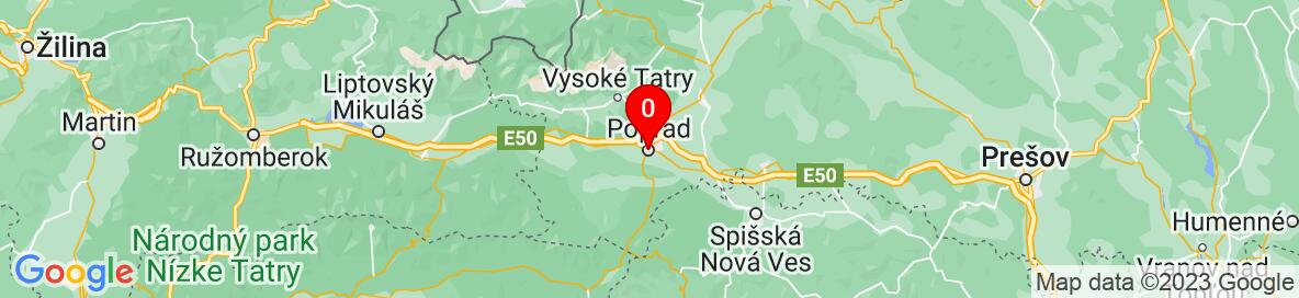 Mapa Poprad, Prešovský kraj, Slovensko. More detailed map is available only for registered users. Please register or log in.