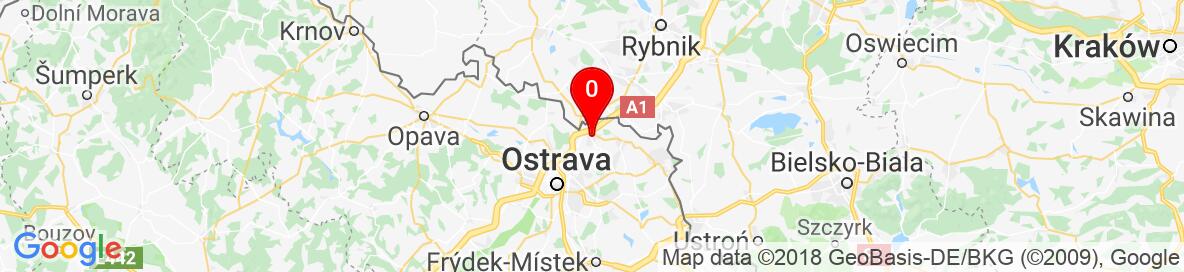 Mapa Bohumín, Okres Karviná, Moravsko-sliezsky kraj, Česko. More detailed map is available only for registered users. Please register or log in.