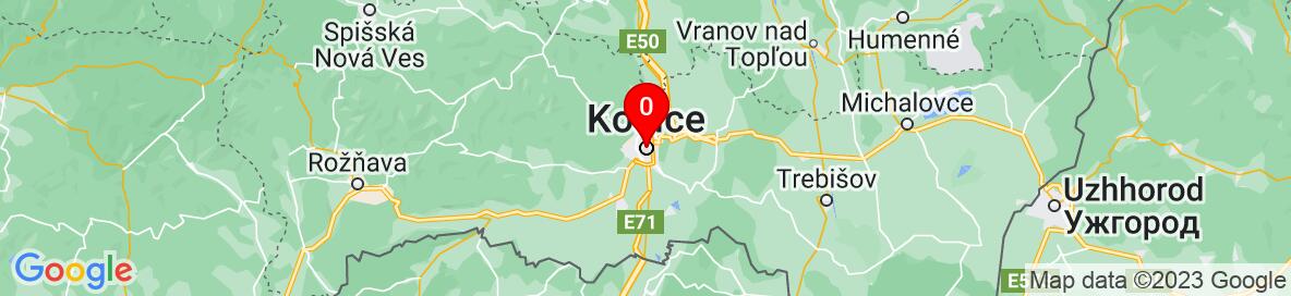 Mapa Košice, Košický kraj, Slovensko. More detailed map is available only for registered users. Please register or log in.