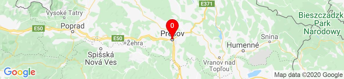 Mapa Prešov Slovensko. More detailed map is available only for registered users. Please register or log in.