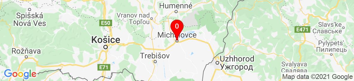 Mapa Michalovce, Košický kraj, Slovensko. More detailed map is available only for registered users. Please register or log in.