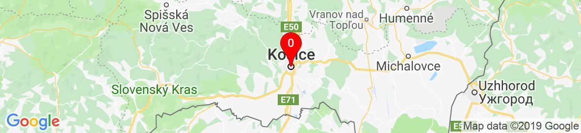 Mapa Košice, Košický kraj, Slovensko. More detailed map is available only for registered users. Please register or log in.