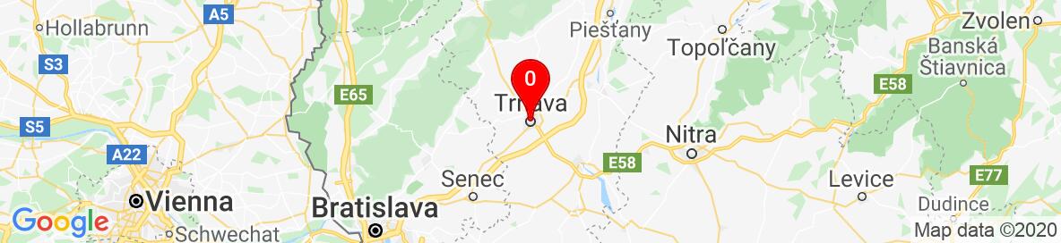 Mapa Trnava, Trnavský kraj, Slovensko. More detailed map is available only for registered users. Please register or log in.