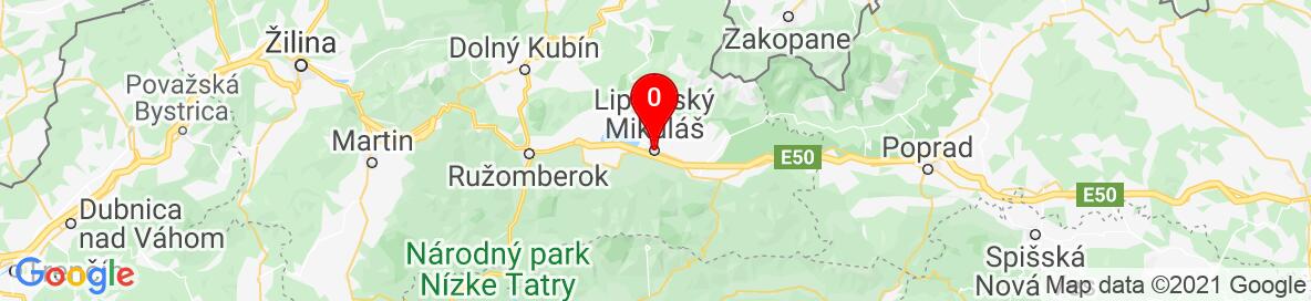 Mapa Liptovský Mikuláš, Žilinský kraj, Slovensko. More detailed map is available only for registered users. Please register or log in.