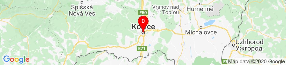 Mapa Košice, Košický kraj, Slovensko. More detailed map is available only for registered users. Please register or log in.