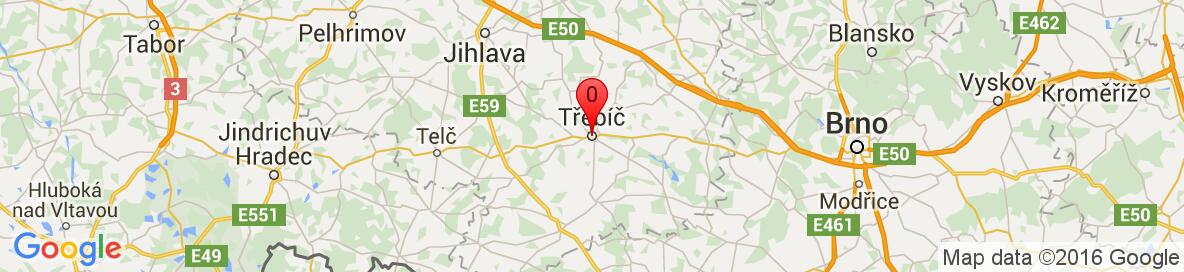 Mapa Třebíč, Kraj Vysočina, Česká republika. More detailed map is available only for registered users. Please register or log in.