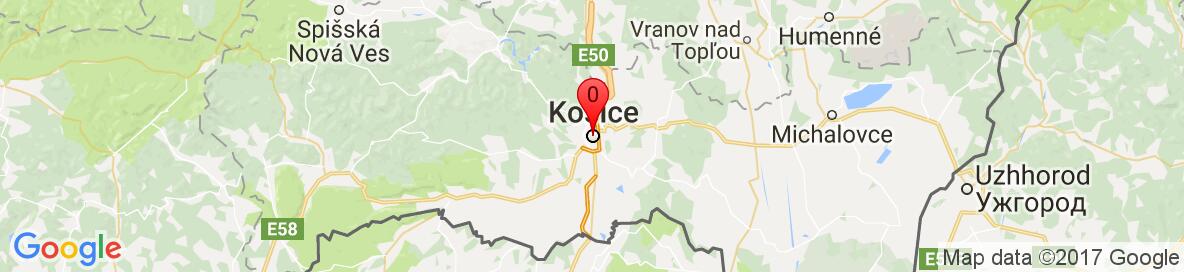 Mapa Košice, Slovensko. More detailed map is available only for registered users. Please register or log in.